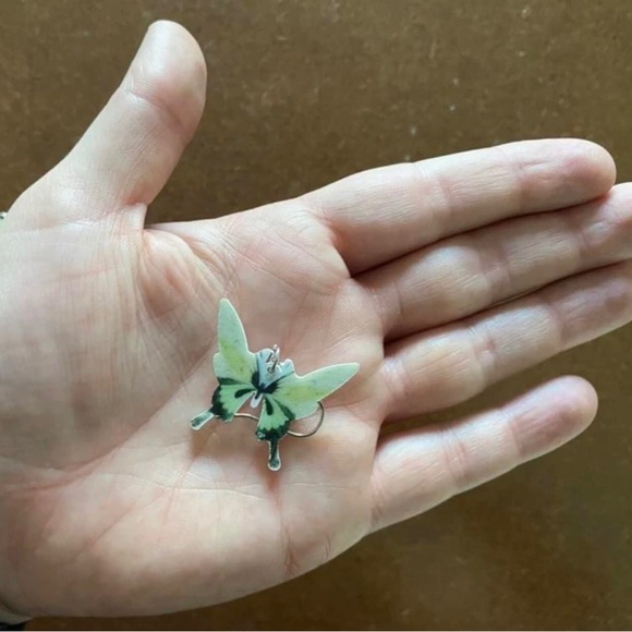 “Green Butterflies” Dainty Little Mini Acrylic Butterfly Nature Bohemian Earring - Picture 6 of 6